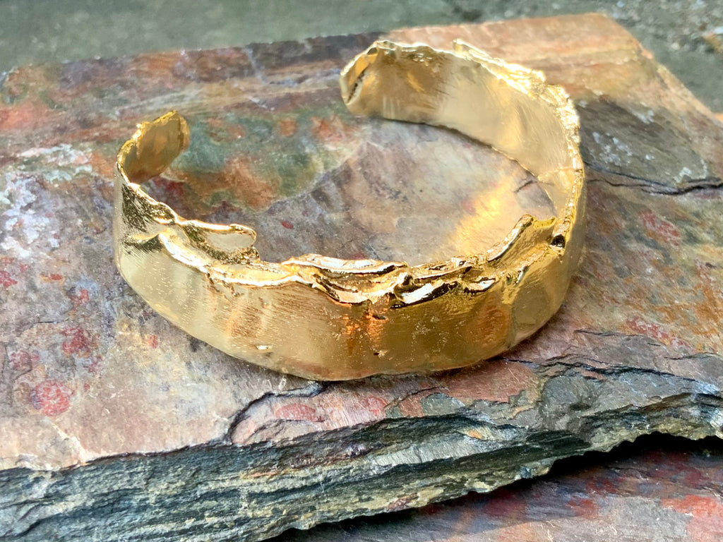 Brass gold cuff scars organic abstract form 