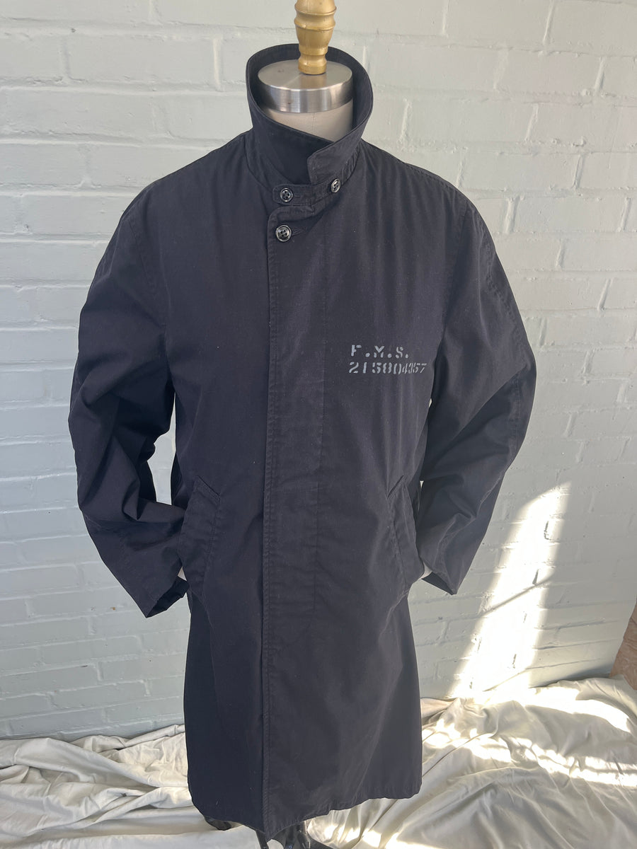 VINTAGE 1950s U.S. Army Raincoat Coated Nylon Taupe Shade